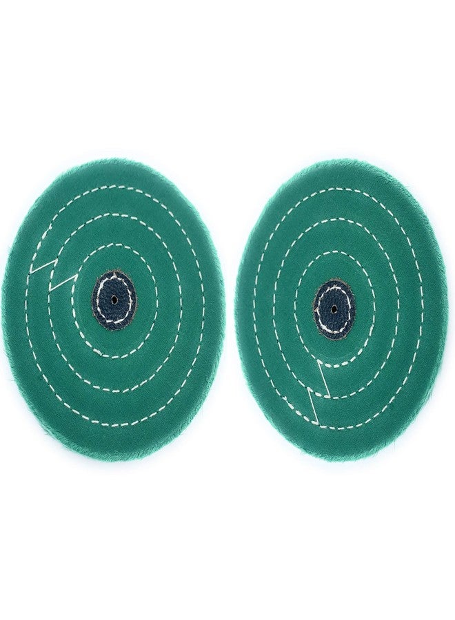 Aone Polishing Green Muslin Cloth Buff 6"x50 Folds 2pcs Stitched Buffing Wheel with Leather Hub to Polish & Buff Gold, Silver & Other Metals for Jewellery, Watchmaking, Hobby Craft for Bench Grinder - Image 1